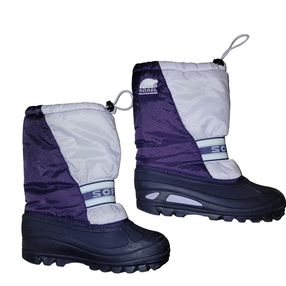 SOREL Cub Two Tone Purple Insulated Pull On Waterproof Rain Snow Boot size 4